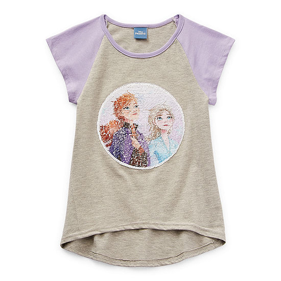 Disney Little & Big Girls Round Neck Frozen Short Sleeve Graphic T-Shirt