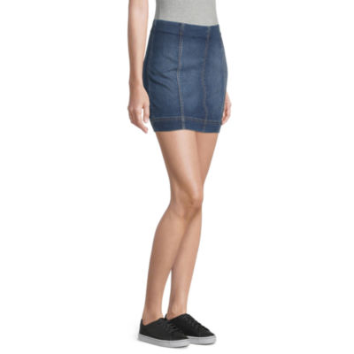 mid length denim skirts jcpenney