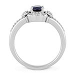 Enchanted Disney Fine Jewelry Womens 1/10 CT. T.W. Lab Created Blue Sapphire Sterling Silver Cinderella Cocktail Ring