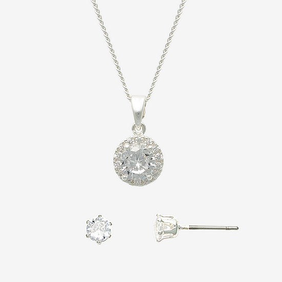 Mixit Silver Tone Round Crystal Pendant & Stud 2-pc. Jewelry Set