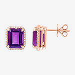 Effy 1/5 CT. T.W. Diamond & Genuine Purple Amethyst 14K Rose Gold 12mm Stud Earrings