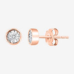 Effy  1/4 CT. T.W. Genuine White Diamond 14K Rose Gold Over Silver 5.1mm Stud Earrings