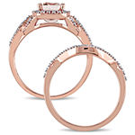 1/4 CT. T.W. Pink Morganite 10K Gold Bridal Set