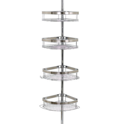 Zenna Home Tension Corner Pole Shower Caddy Color Chrome And