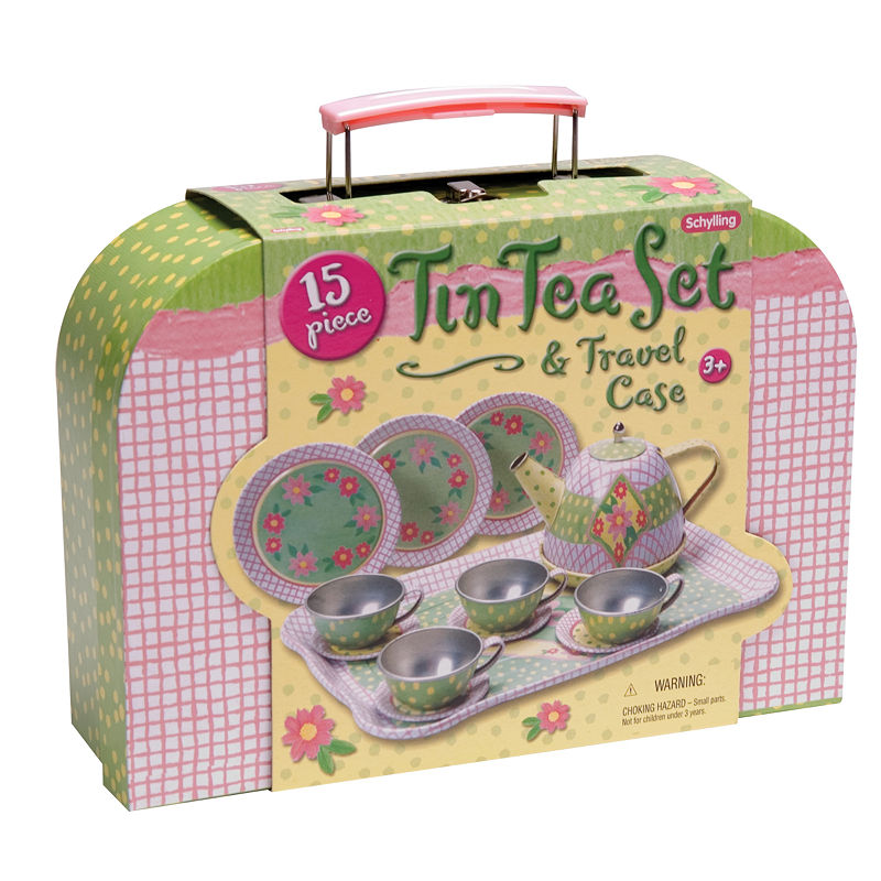 Schylling Childrens Tin Tea Set In Case