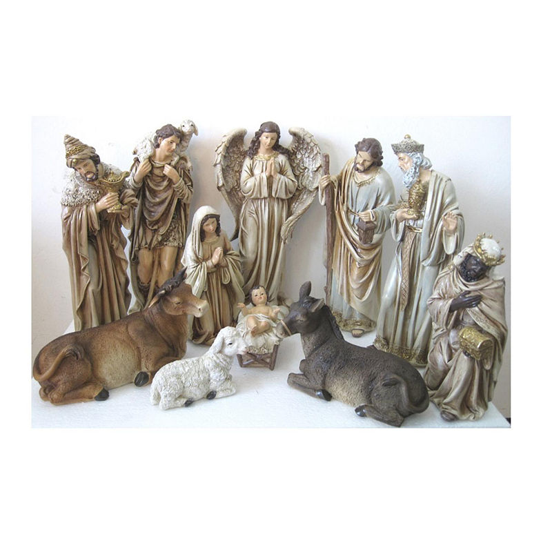 Northlight 11-Piece Traditional Earth Tones Religious Christmas Nativity Figurine Set - 11.75