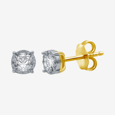 1/3 CT. T.W. Genuine White Diamond 10K Gold 5.3mm Stud Earrings