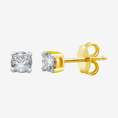3/8 CT. T.W. Genuine White Diamond 10K Gold 4.2mm Stud Earrings