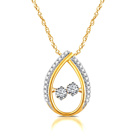 Womens 1/3 CT. T.W. Genuine White Diamond 10K Gold Pear Pendant