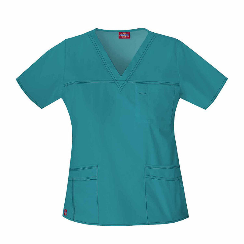 Dickies 817455 Youtility V-Neck Scrub Top Juniors, Womens, Size X-Small, Green