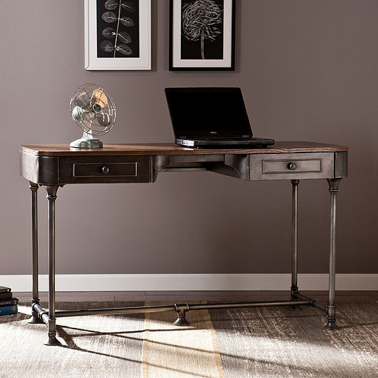 Modern Life Furniture Industrial 2 Drawer Desk Color Dark