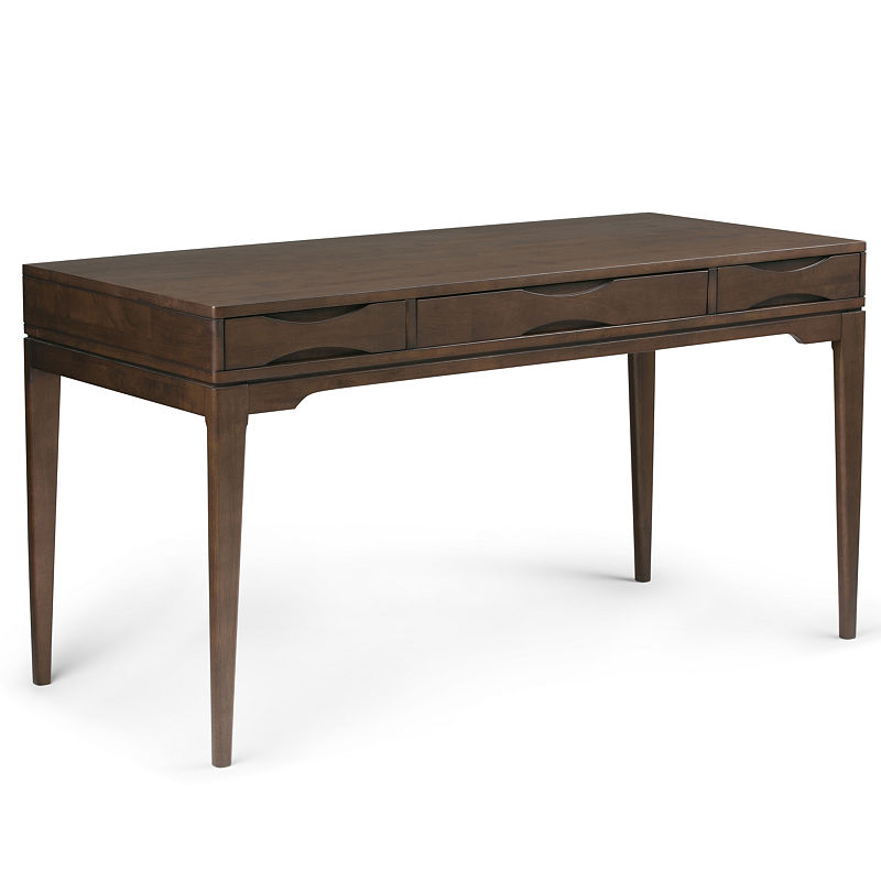 Harper Rubberwood Desk in Walnut Brown, Walnut Brown Stain