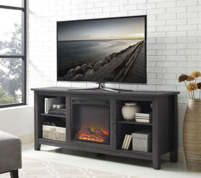 58 Wood Electric Fireplace Tv Stand Color Charcoal Jcpenney