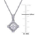 Womens 1/10 CT. T.W. Lab Created White Moissanite 10K White Gold Pendant Necklace