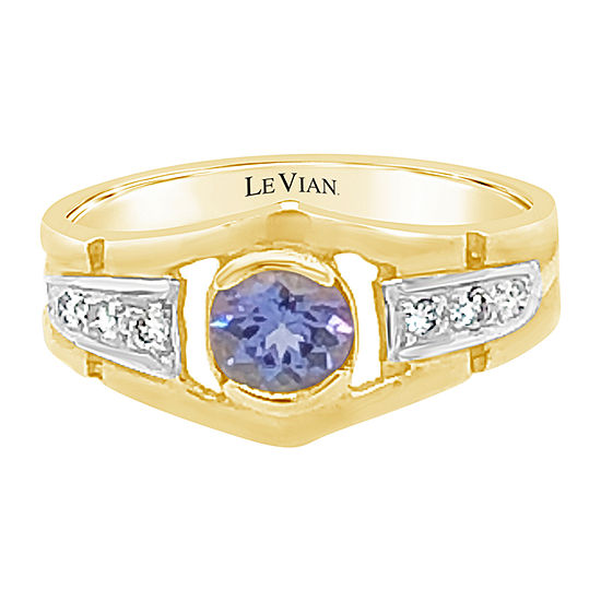 Le Vian Grand Sample Sale™ Ring featuring Blueberry Tanzanite® 1/8 CT. T.W. Vanilla Diamonds® set in 14K Honey Gold™