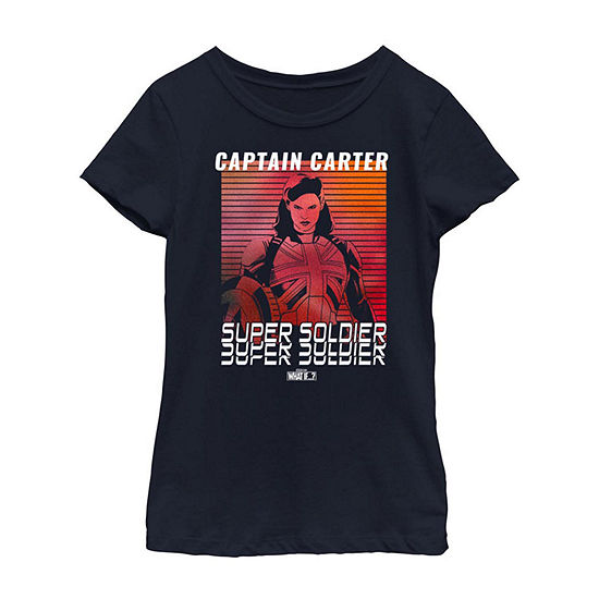 Captain Carter Little & Big Girls Crew Neck Marvel Short Sleeve Graphic T-Shirt