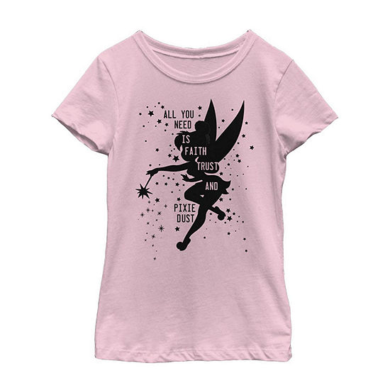 Pixie Dust Little & Big Girls Crew Neck Peter Pan Short Sleeve Graphic T-Shirt