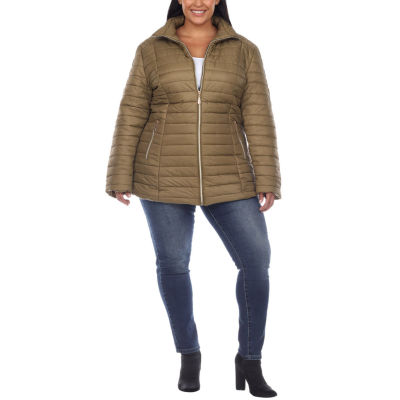 white mark knit midweight puffer jacket