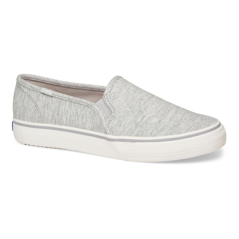 Keds Womens Double Decker Round Toe Slip-On Shoe, Size 7 1/2 Medium, Gray