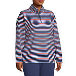 St. John's Bay Plus Womens Mock Neck Long Sleeve Quarter-Zip Pullover