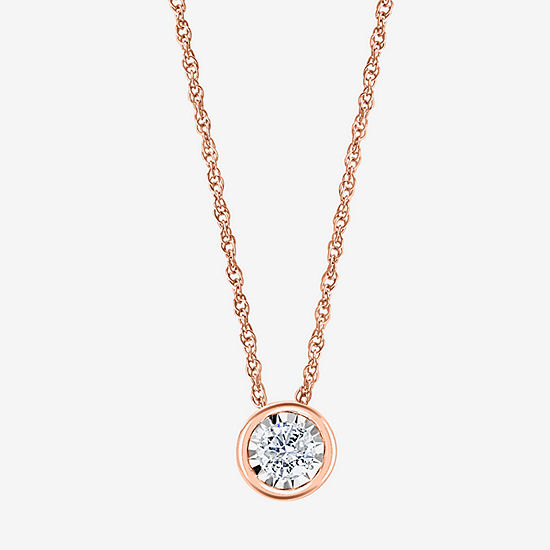 Effy  Womens 1/4 CT. T.W. Genuine White Diamond 14K Gold Over Silver Round Pendant Necklace