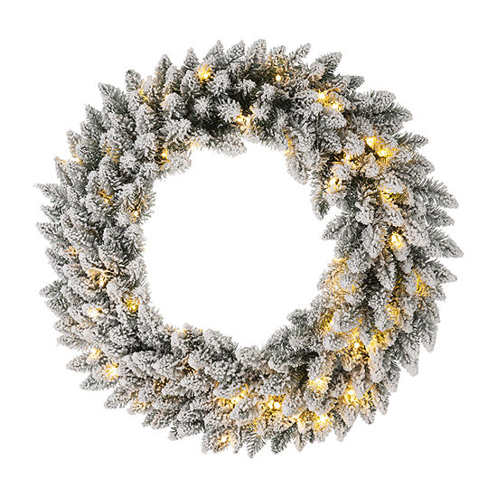 Glitzhome 30" Snow Flocked Indoor Christmas Wreath