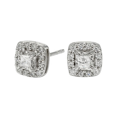 1/2 Ct. T.w. Diamond 10k White Gold Square Framed Stud Earrings ...