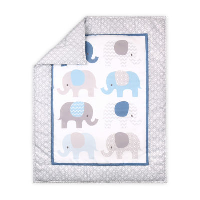 The Peanutshell Sleepy Elephant 3-pc. Crib Bedding Set