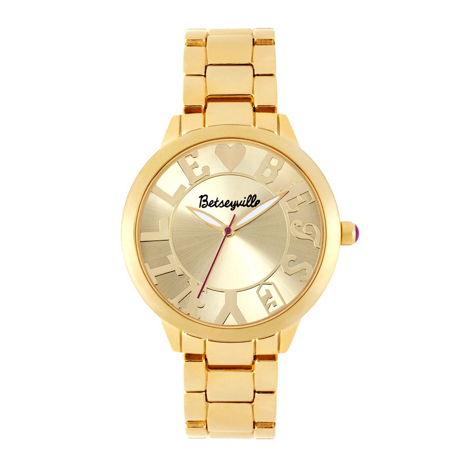 BETSEYVILLE Womens Logo Dial Bracelet Watch, Gold