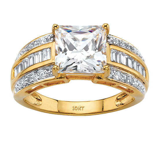 DiamonArt® Womens 2 3/4 CT. T.W. White Cubic Zirconia 10K Gold Engagement Ring