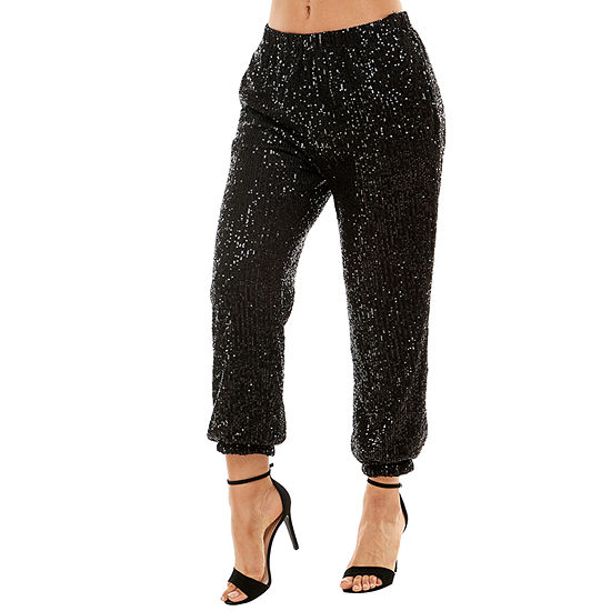 Premier Amour Womens Sequin Tapered Pull-On Pants