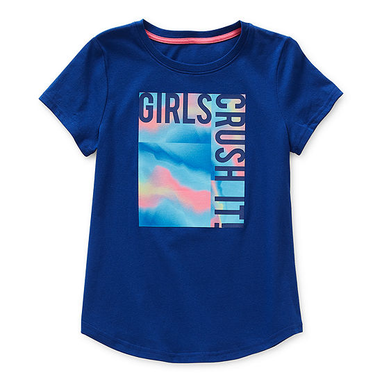 Xersion Little & Big Girls Dri-Fit Moisture Wicking Crew Neck Short Sleeve Graphic T-Shirt