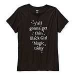 Hope & Wonder Black Girl Magic Womens Plus Crew Neck Short Sleeve Graphic T-Shirt