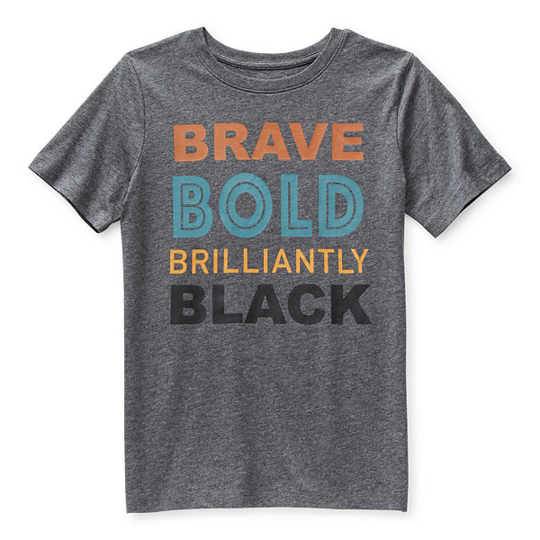 Hope & Wonder Brave Bold Brilliantly Black Boys Crew Neck Short Sleeve Regular Fit Graphic T-Shirt