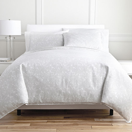Royal Velvet Paisley 3 Pc Duvet Cover Set Color Cool White