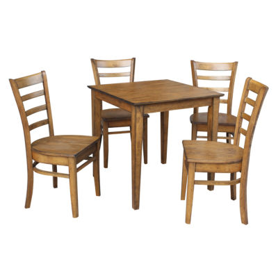 Dining Table With 4 Emily Ladder Back Chairs Color Pecan Jcpenney