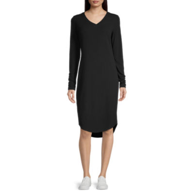 long sleeve midi t shirt dress