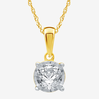 Womens 1/2 CT. T.W. Genuine White Diamond 10K Gold Pendant Necklace