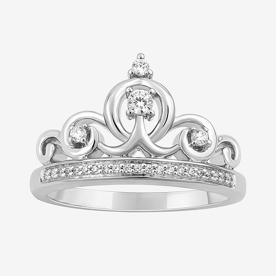 Enchanted Disney Fine Jewelry 1/7 CT. T.W. Genuine White Diamond "Cinderella" Sterling Silver Ring