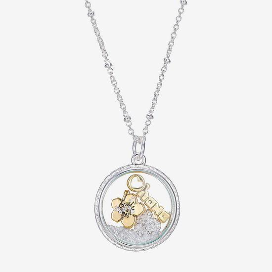 Disney Ohana Crystal Silver Over Brass 16 Inch Link Lilo & Stitch Pendant Necklace