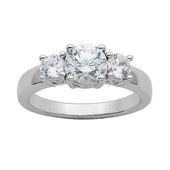 DiamonArt® Cubic Zirconia Sterling Silver 3-Stone Ring - JCPenney