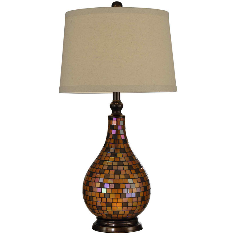 Dale Tiffany Amber Mosaic Table Lamp, Red