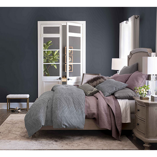 Ayesha Curry Livable Luxe Chevron 3 Pc Comforter Set Color Gray