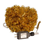 Kurt Adler 6.5ft 100-Light Led Gold Tinsel Cascade Warm White Outdoor String Lights