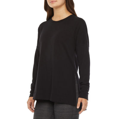 Xersion Womens Crew Neck Hi Slit Pullover Color Black Jcpenney