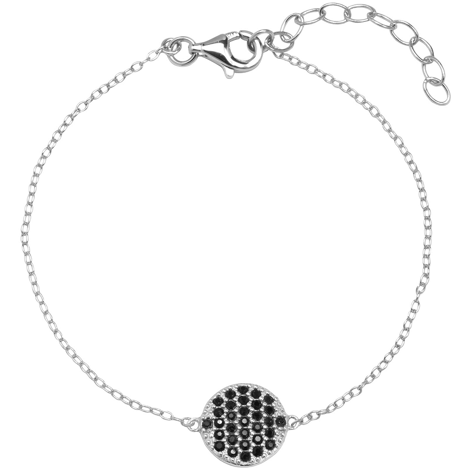 Sterling Silver Black Crystal Bracelet, White, Girls