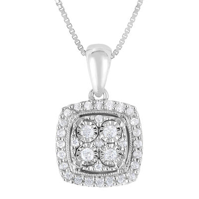 Trumiracle 1 4 Ct T W Genuine Diamond Sterling Silver Square Pendant Necklace Jcpenney