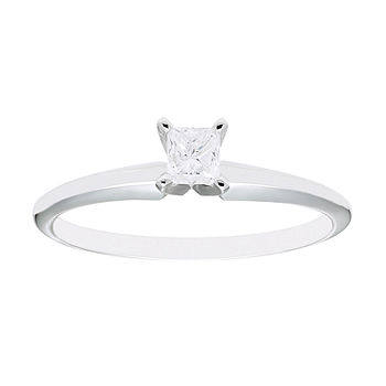 4 Carat Jewel Zone US Princess Cut White Cubic Zirconia Anniversary Solitaire Ring in 14k Gold Over Sterling Silver