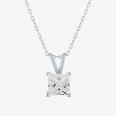 LIMITED TIME SPECIAL! Womens Lab Created White Sapphire Sterling Silver Pendant Necklace