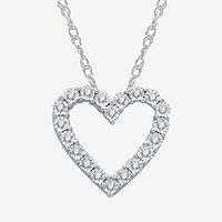 1/10 CT. T.W. Genuine Diamond Sterling Silver Heart Pendant Necklace Deals